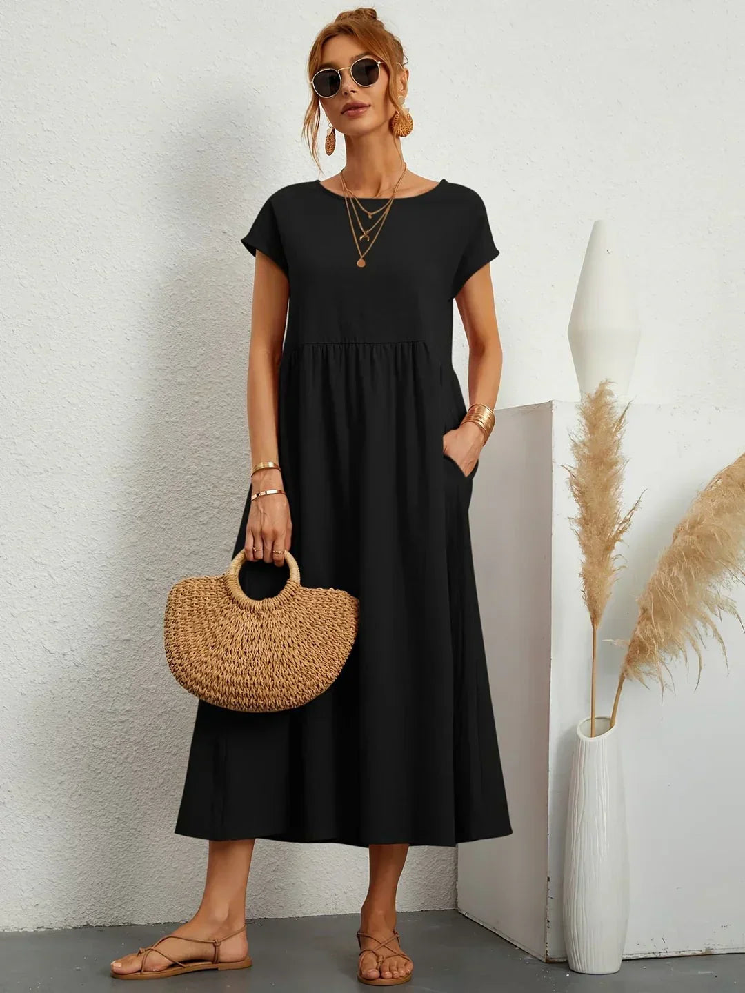 Neila – Oversized Maxikleid mit Tasche