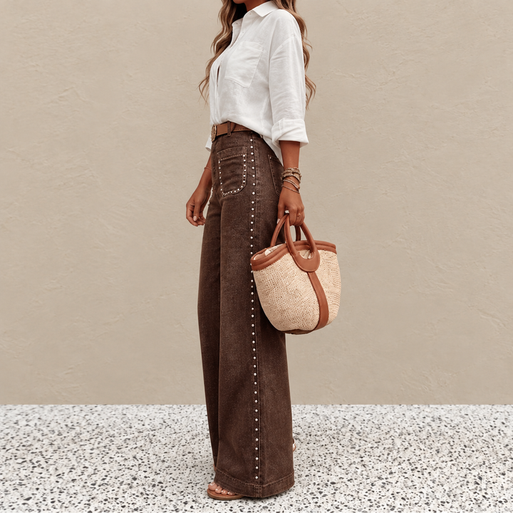 Magryta – Hose mit Weitem Bein Und Nieten