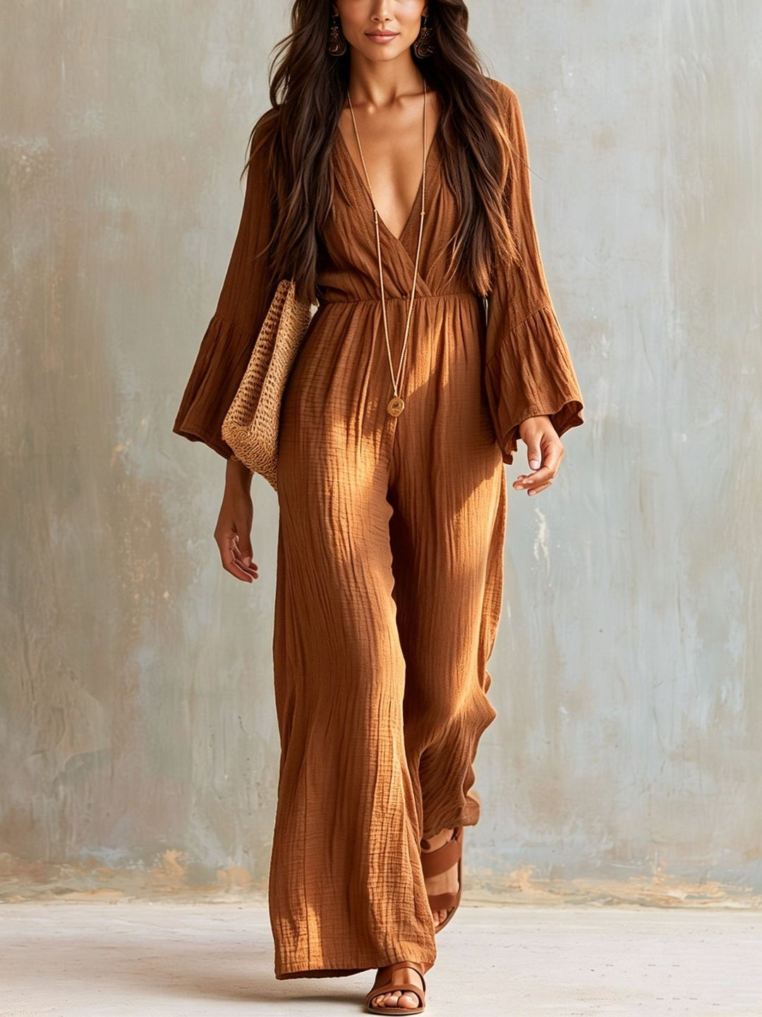 Magdlena – Luftiger Jumpsuit mit V-Ausschnitt