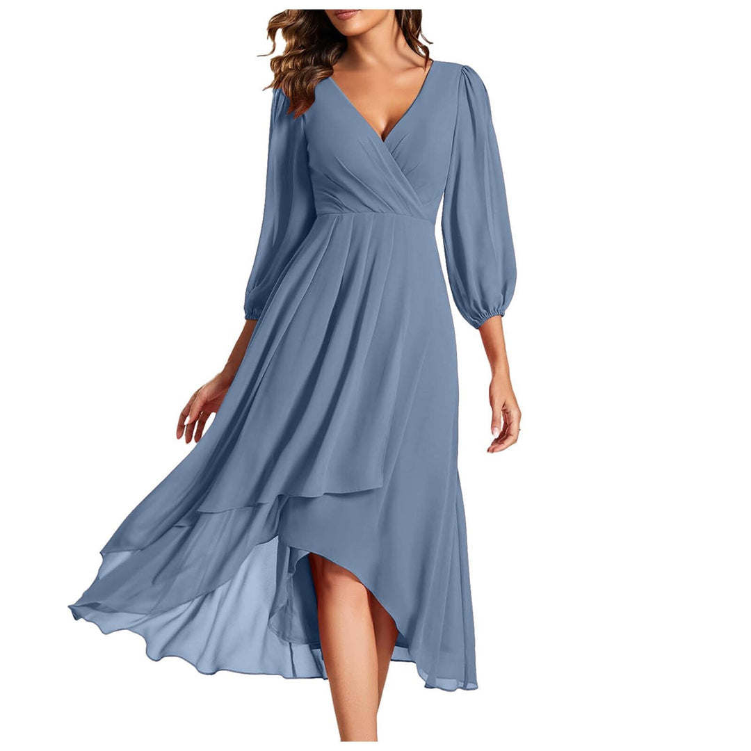 Laia – Langärmliges Kleid Mit V Ausschnitt