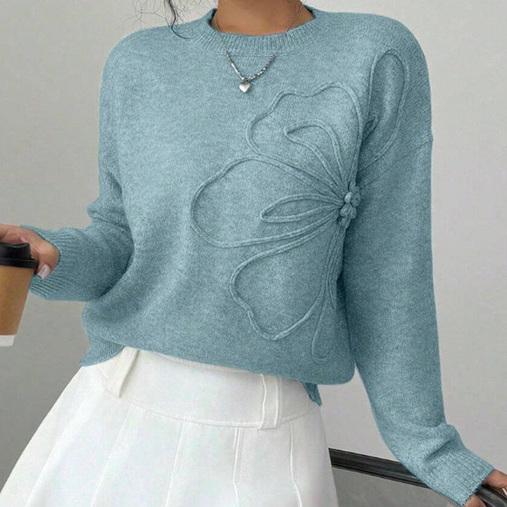 Hiyori - Langärmeliger Strick Pullover Mit Schmetterlings Drucken