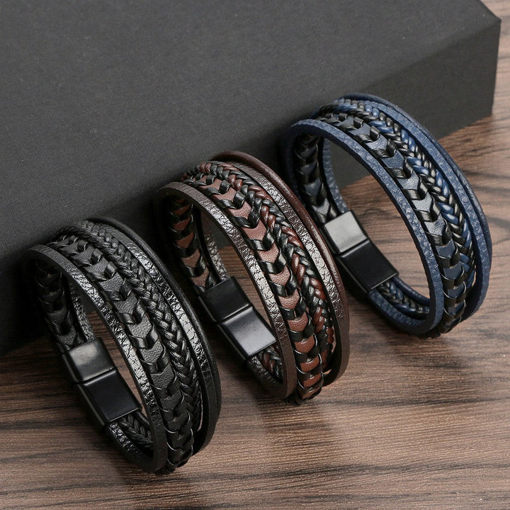 Lennart – Mmehrlagiges Geflochtenes Armband aus Lederband