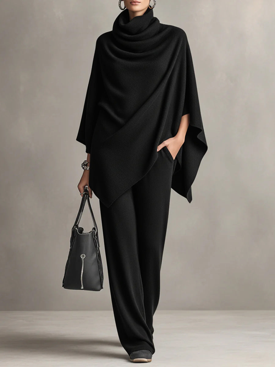 Laleh – Urban Casual Rollkragen-Poncho Und Hose Im Set