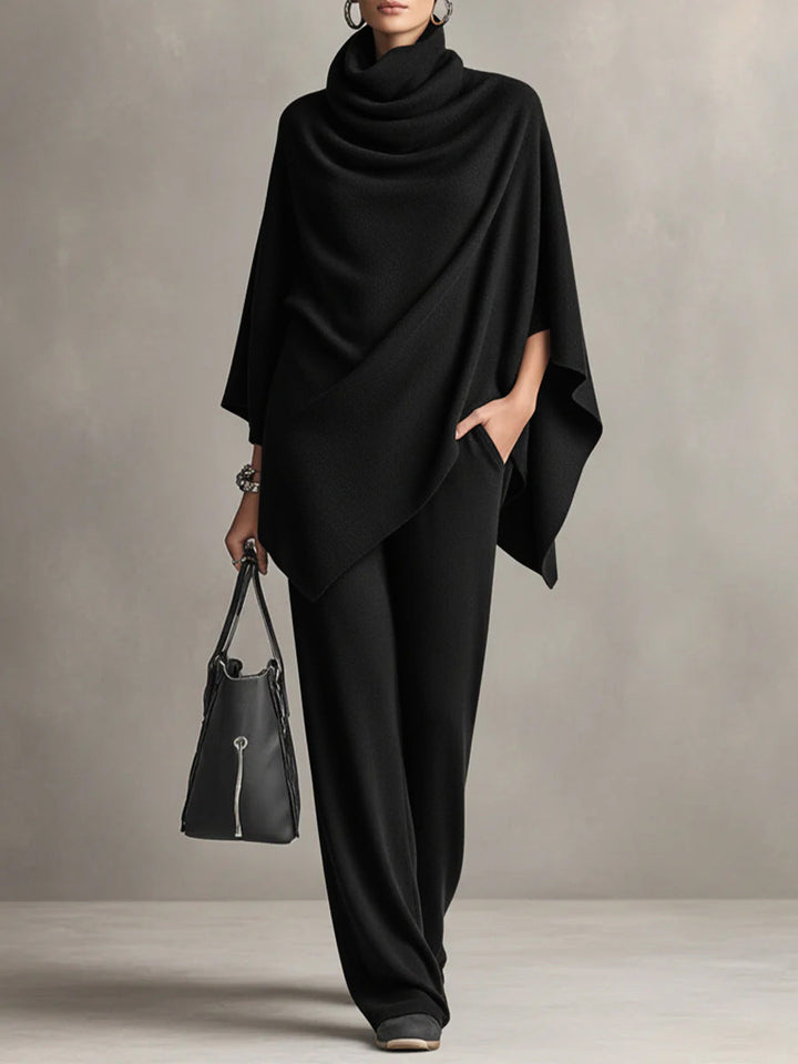 Laleh – Urban Casual Rollkragen-Poncho Und Hose Im Set