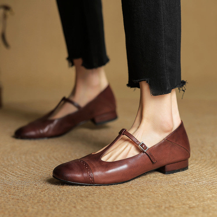 Reiten – Elegante Lederballerinas mit T-Riemchen