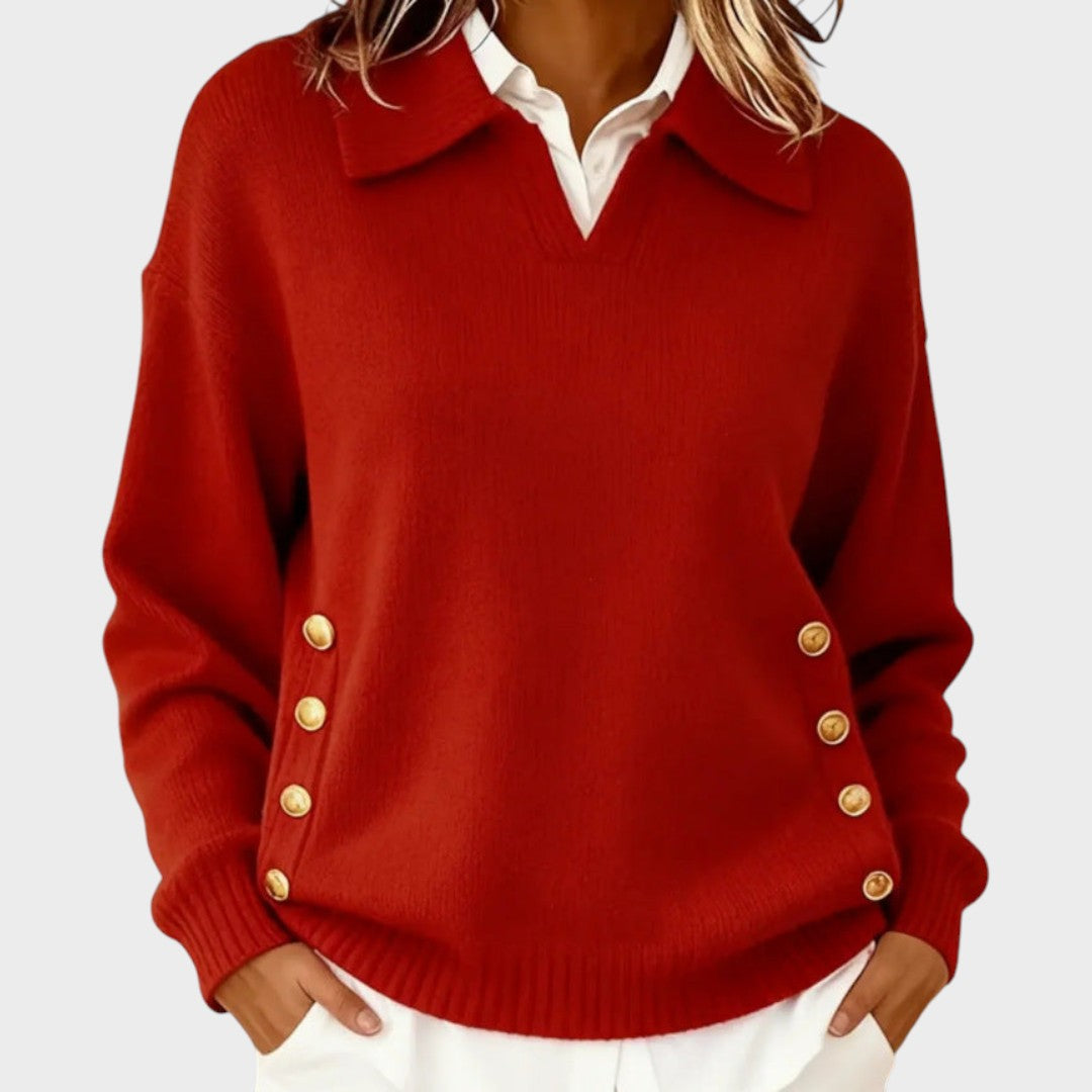 Humaira - V-Ausschnitt Pullover Mit Knopf