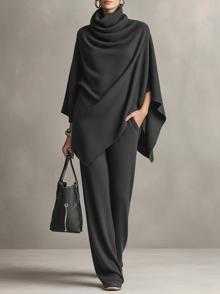 Laleh – Urban Casual Rollkragen-Poncho Und Hose Im Set