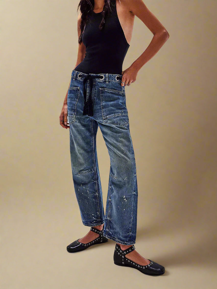 Felixa - Jeans-Patchwork-Hose mit weitem Bein