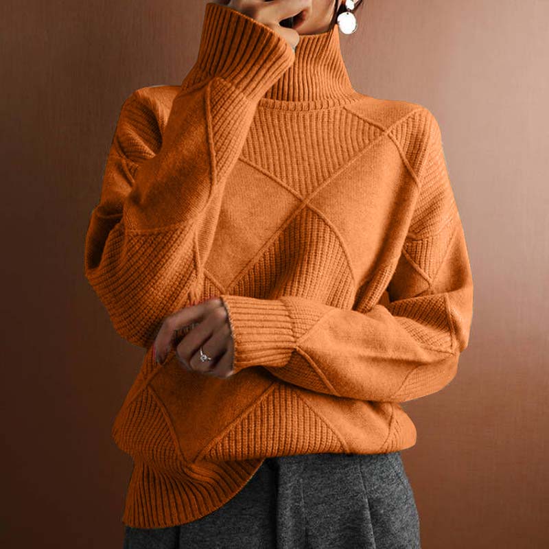 Jorinde - Hoher Hals Gestrickt Pullover