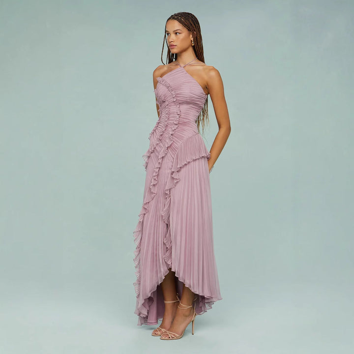 Maraike – Maxikleid mit Plissierter Rüschen-Halter-Ausschnitt