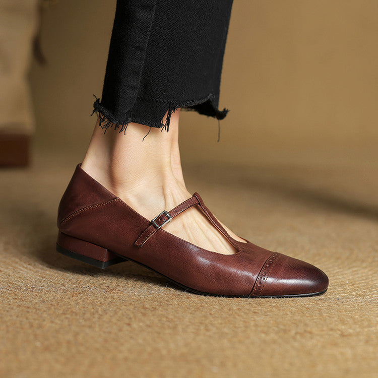 Reiten – Elegante Lederballerinas mit T-Riemchen