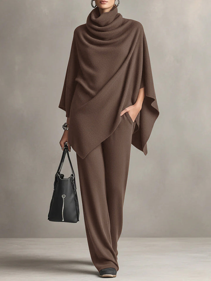 Laleh – Urban Casual Rollkragen-Poncho Und Hose Im Set