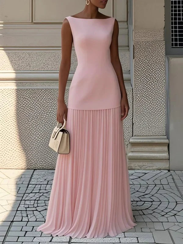 Sunthari – Ärmelloses Plissiertes Langes Kleid