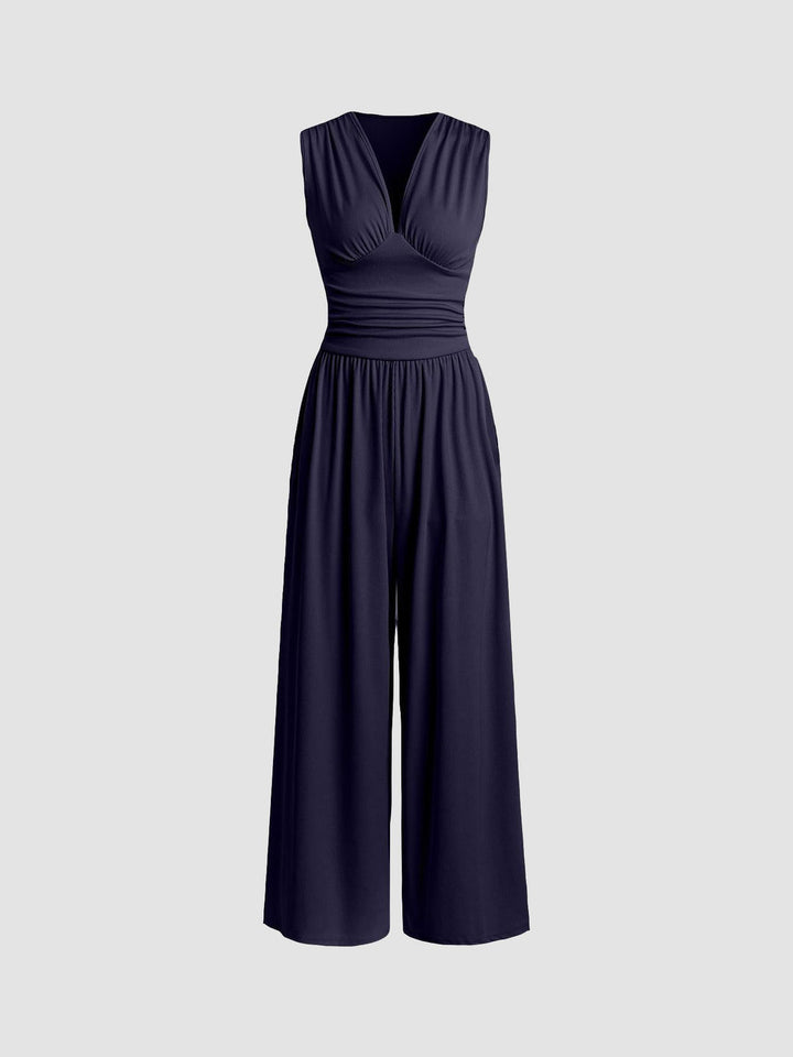Donna - Schicker ärmelloser Jumpsuit Mit Weitem Hosenbein