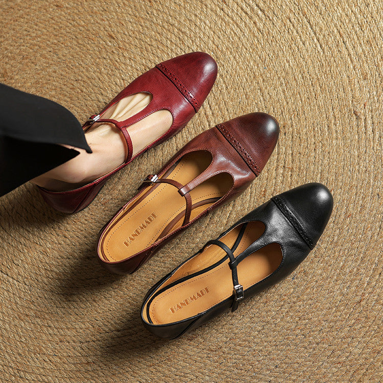 Reiten – Elegante Lederballerinas mit T-Riemchen