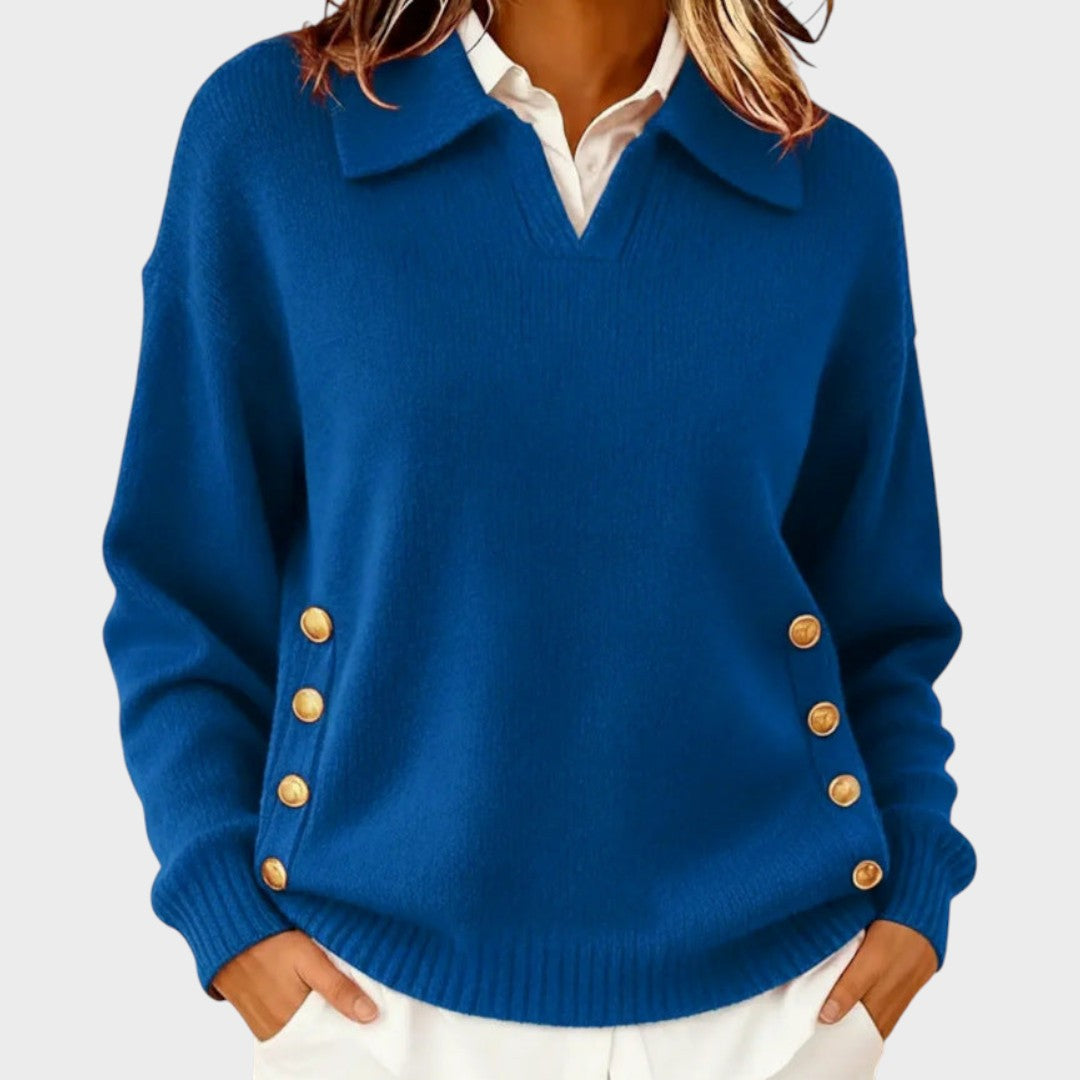 Humaira - V-Ausschnitt Pullover Mit Knopf