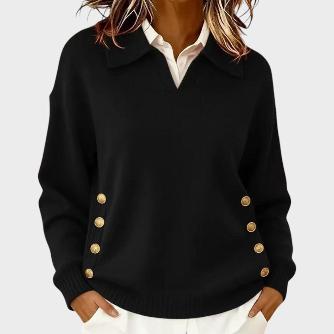 Humaira - V-Ausschnitt Pullover Mit Knopf