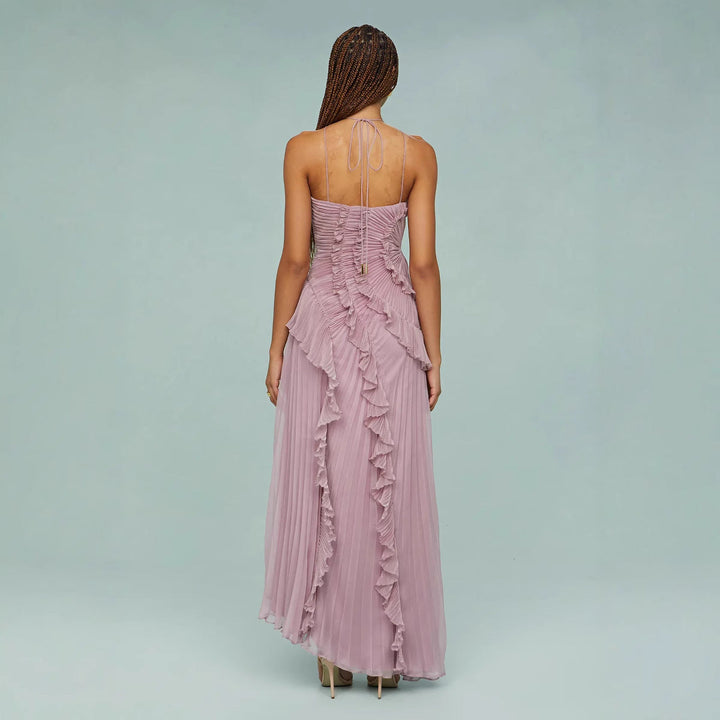 Maraike – Maxikleid mit Plissierter Rüschen-Halter-Ausschnitt
