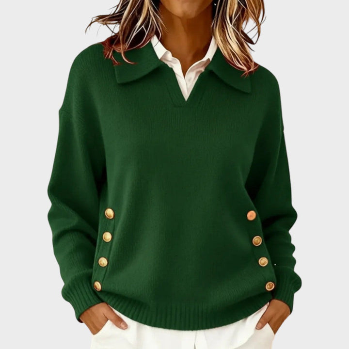 Humaira - V-Ausschnitt Pullover Mit Knopf