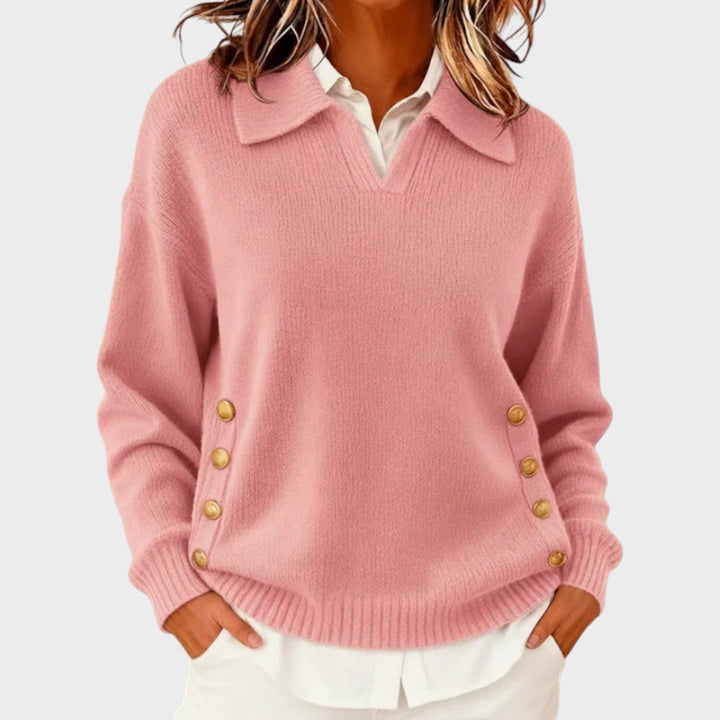 Humaira - V-Ausschnitt Pullover Mit Knopf