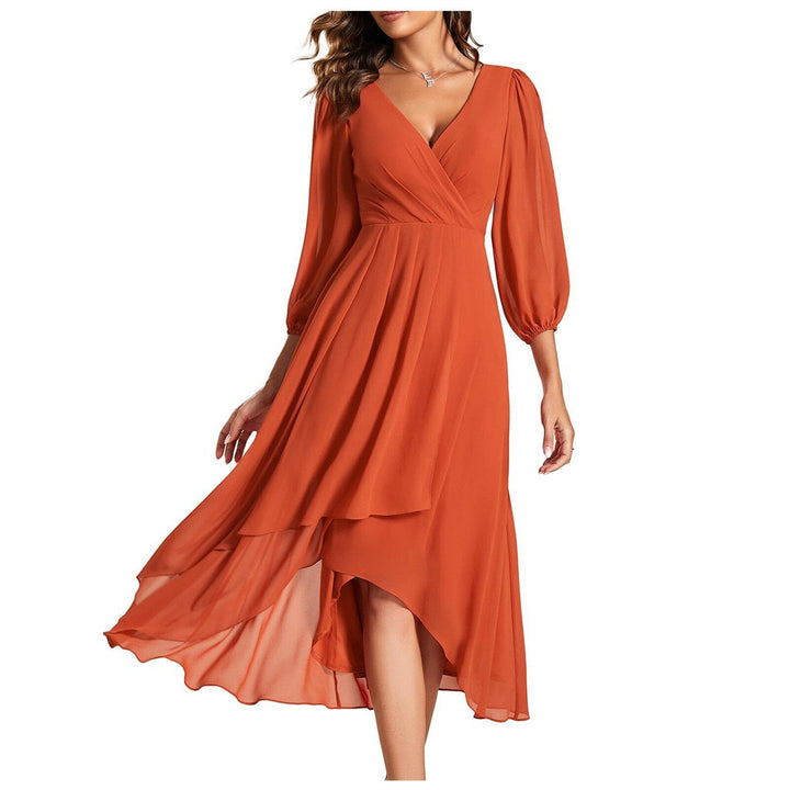 Laia – Langärmliges Kleid Mit V Ausschnitt