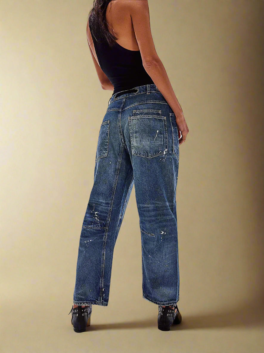 Felixa - Jeans-Patchwork-Hose mit weitem Bein