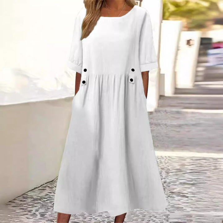 Norina – Sommerliches Baumwolle und Leinen Kleid