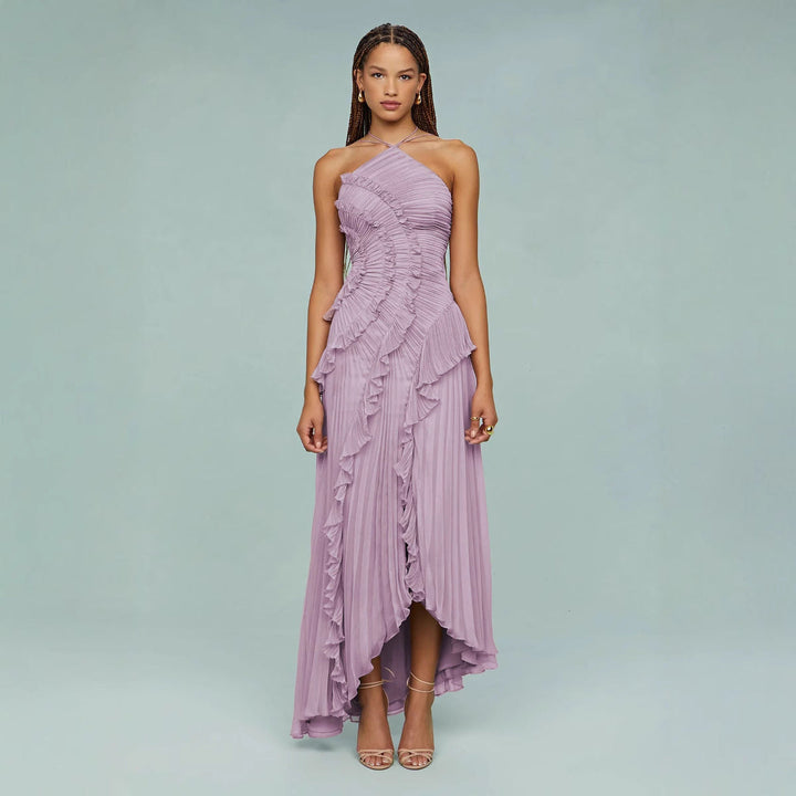 Maraike – Maxikleid mit Plissierter Rüschen-Halter-Ausschnitt