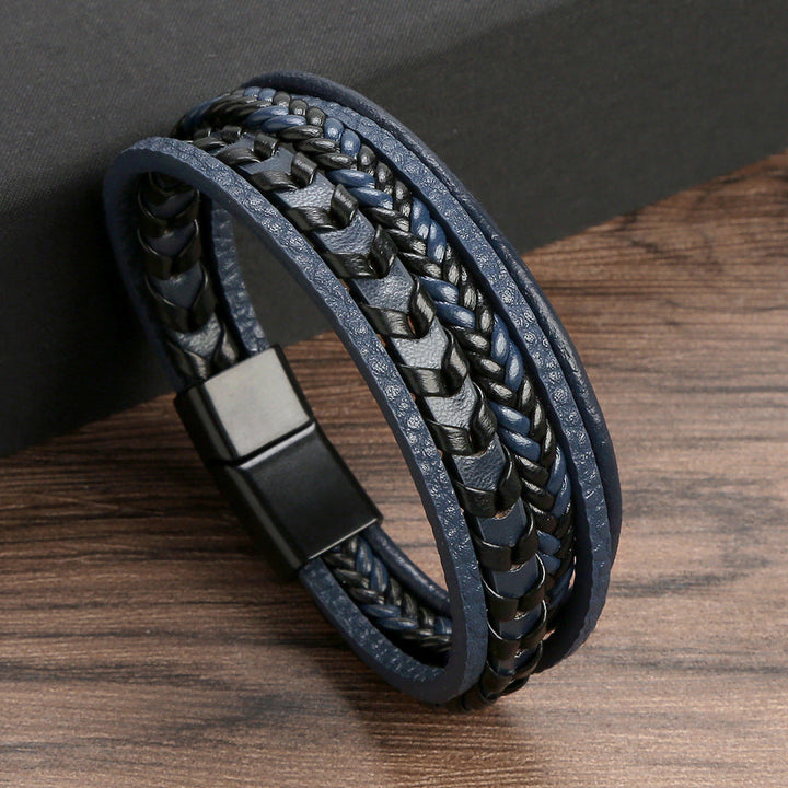 Lennart – Mmehrlagiges Geflochtenes Armband aus Lederband