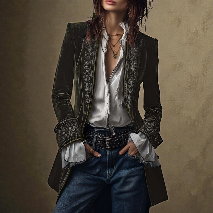 Naeva – Weiche, elegante Samtjacke mit langen Ärmeln