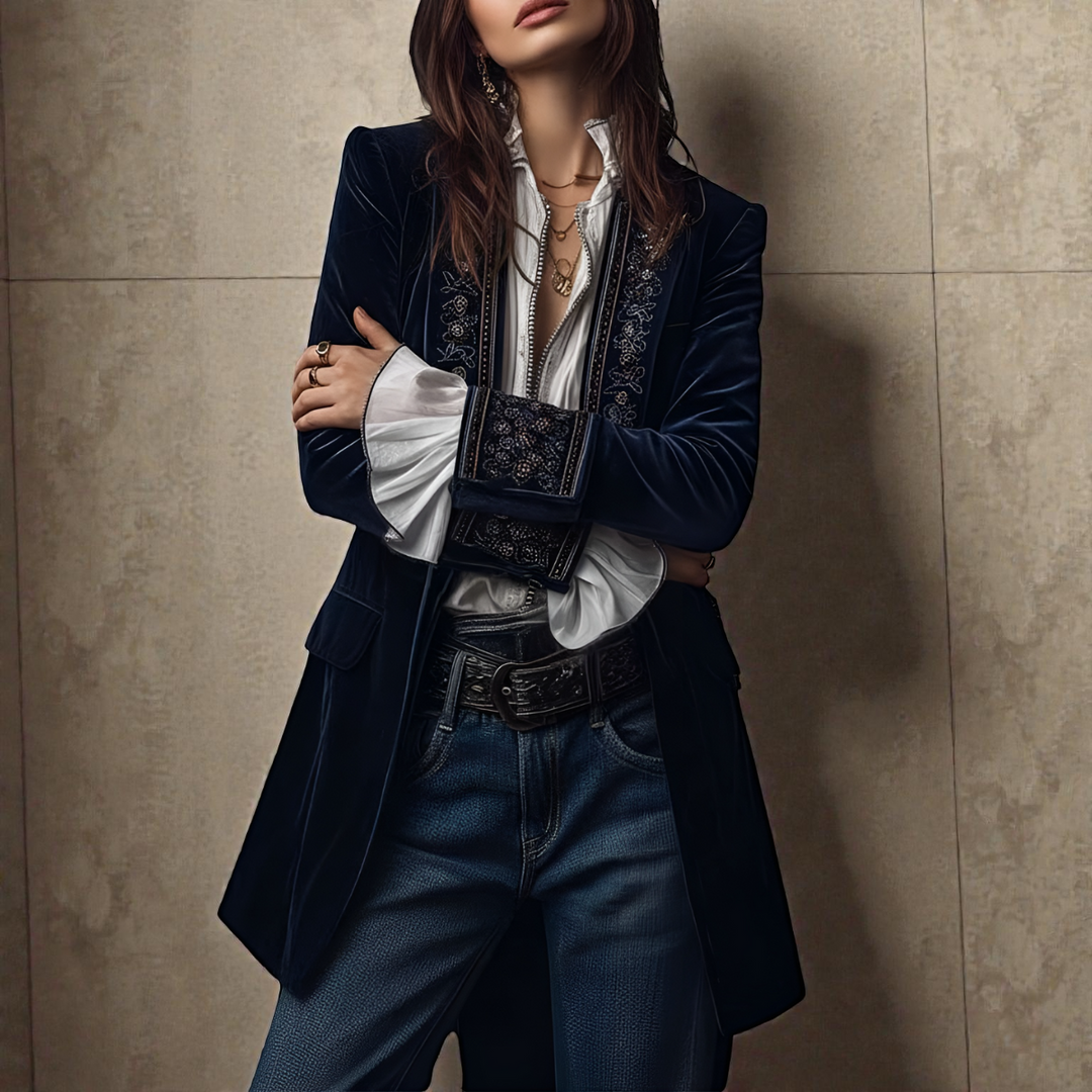 Naeva – Weiche, elegante Samtjacke mit langen Ärmeln
