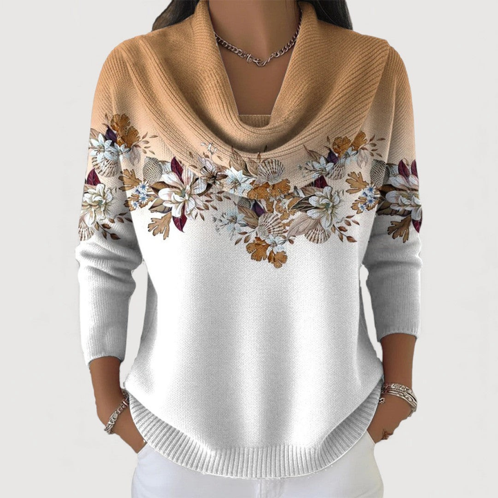 Lineea – Pullover Mit Floralem Rollkragen