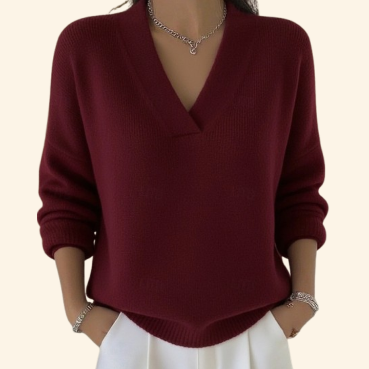 Rashida - Lässiger Strickpullover Mit V-Ausschnitt