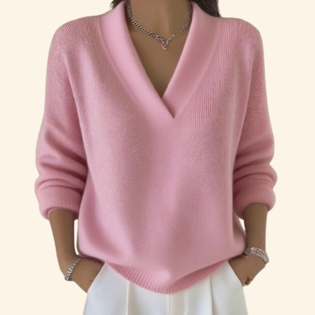 Rashida - Lässiger Strickpullover Mit V-Ausschnitt