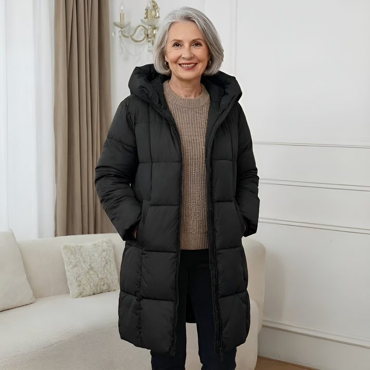 Eponina – Lange, Wattierte Jacke Mit Kapuze