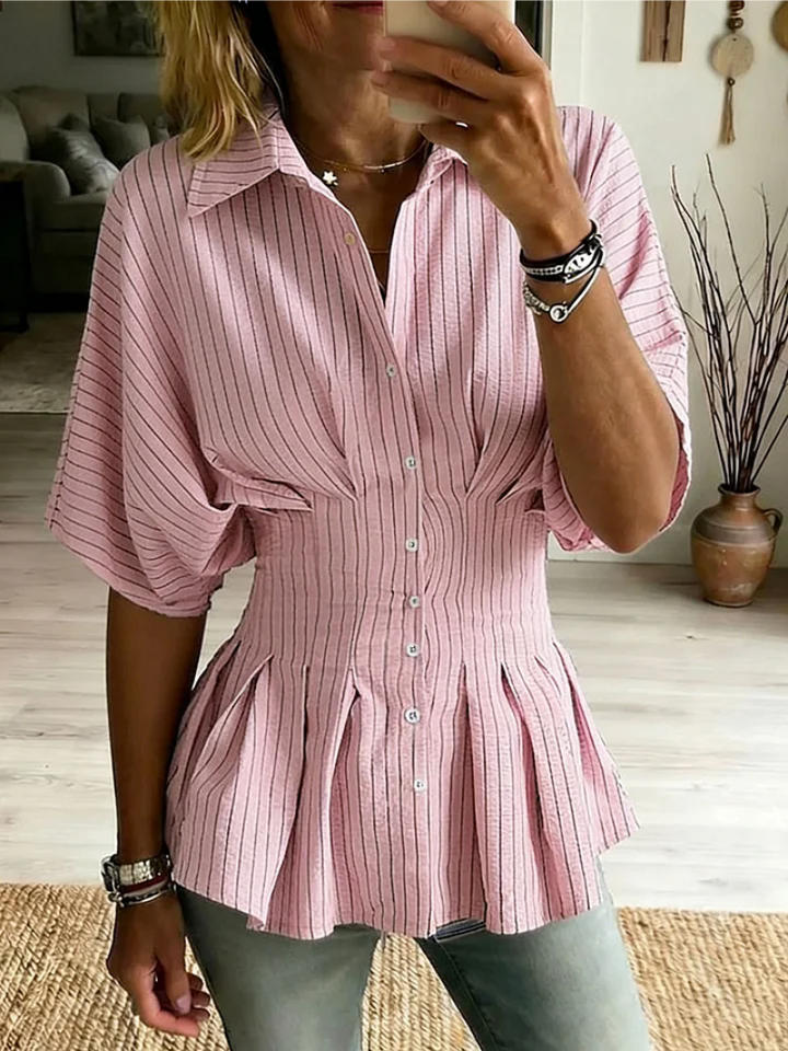 Sudeeksha - Kurzarm Bluse Mit Knöpfen