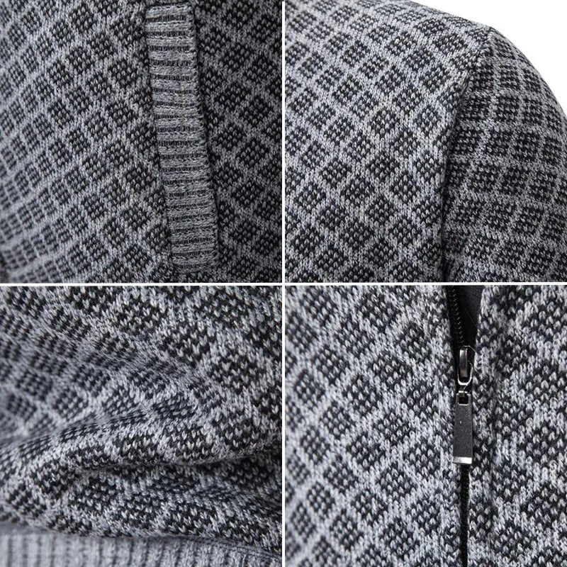 Klarik – Strickjacke MIT Durchgehendem Reißverschluss Und Rautenmuster