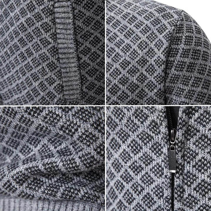 Klarik – Strickjacke MIT Durchgehendem Reißverschluss Und Rautenmuster