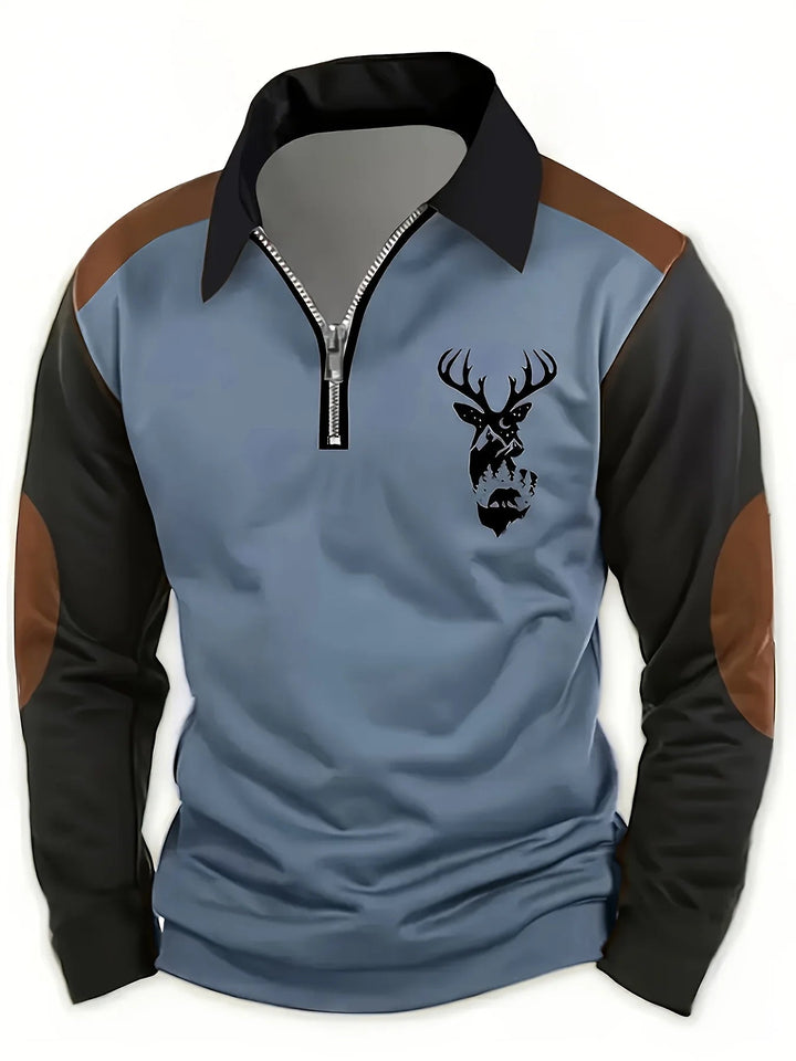 Georges – Hirschkopf Drucken Und Polo Hemd Mit Reißverschluss