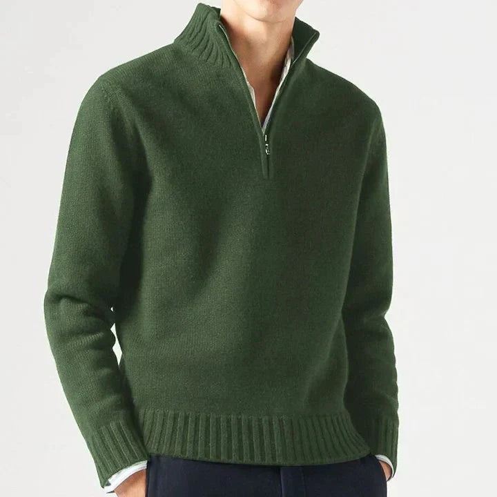Larsen – Strickpullover Mit Halbem Reißverschluss