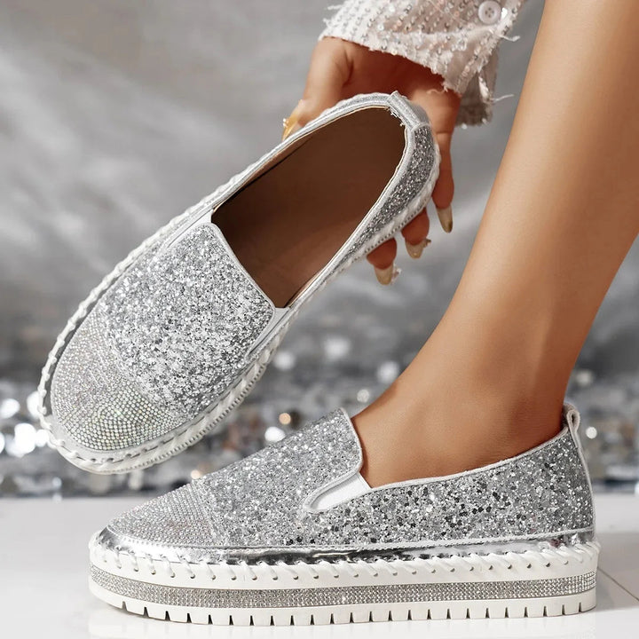 Lizka – Plateau Loafer Mit Glitzer Und Strass