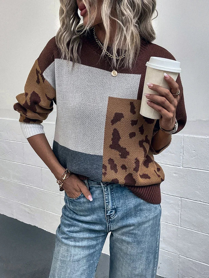 Irmgard – Veraltet Pullover Mit Leopardenmuster Patchwork
