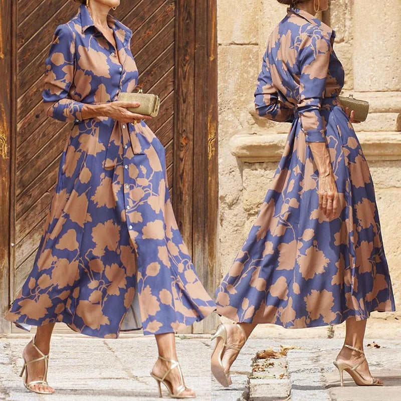 Verina – Elegantes Langes Kleid mit V-Ausschnitt