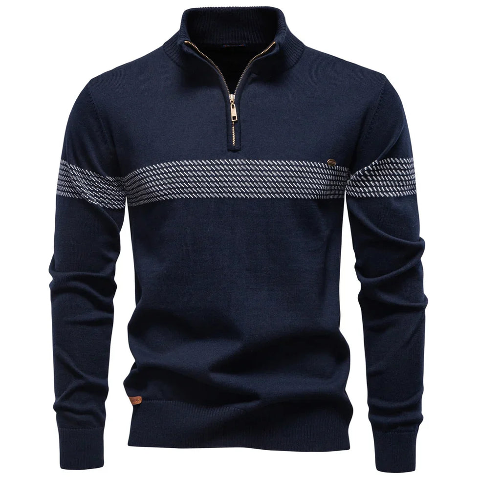 Amitai - Klassischer Strick Pullover Mit Halbem Reißverschluss