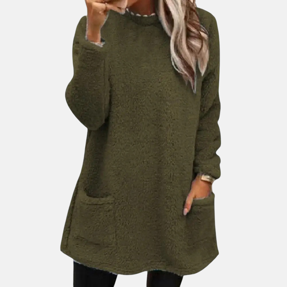 Oriella - Weicher Fleece Pullover Mit Tasche