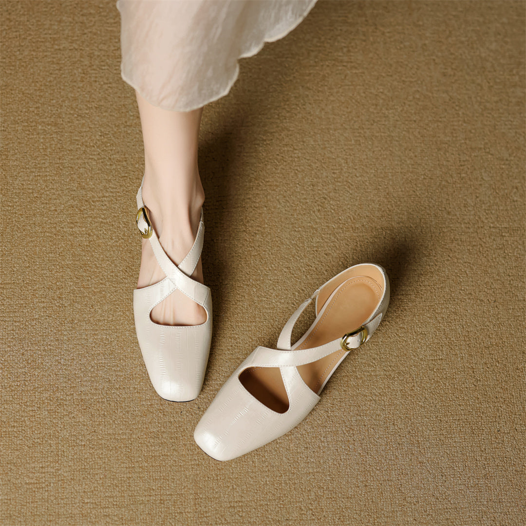 Malena - Leder Kreuzriemen Schuhe