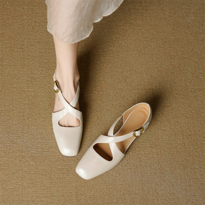 Malena - Leder Kreuzriemen Schuhe