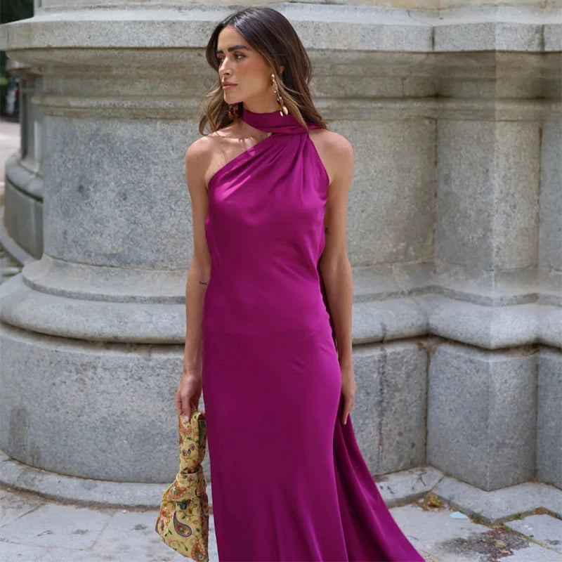 Lucila - Hals Halfter Maxikleid