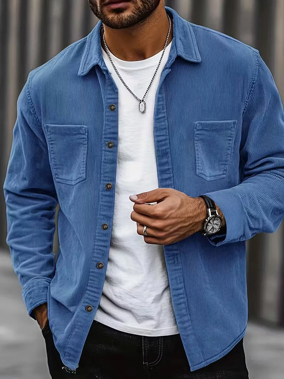 Niroshan - Langärmliges Overshirt Aus Cord