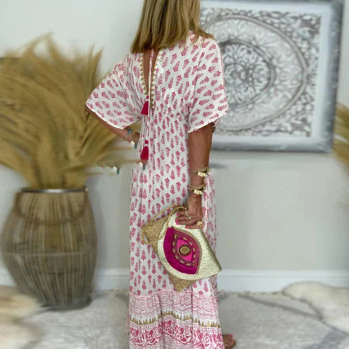 Krista – Boho-Maxikleid Mit Drucken